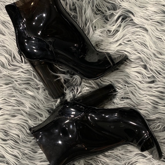 Black sheer plastic open toe booties - Picture 4 of 5